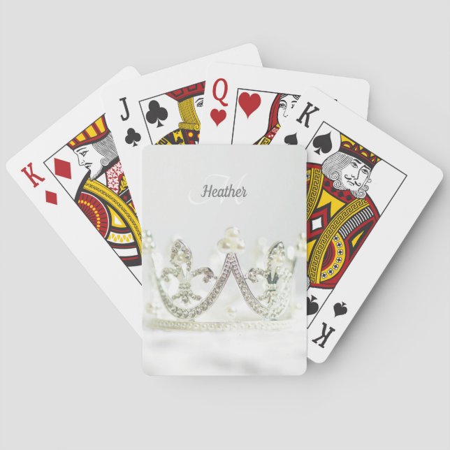 Personlig silvergrå prinsesskrona snygg casinokort (Baksidan)