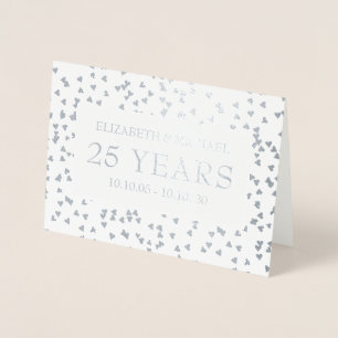 Personlig silverhjärtans 25-årsjubileum folierat kort