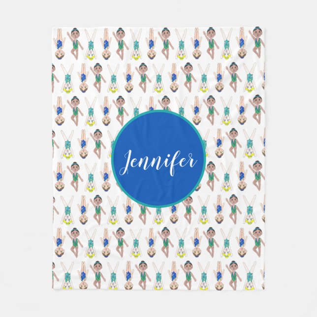 Personlig Simma Team Synchronized Swimmer Girl Fleecefilt (Framsidan)