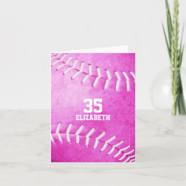 personlig simpel rosa Softball sport hälsning Kort