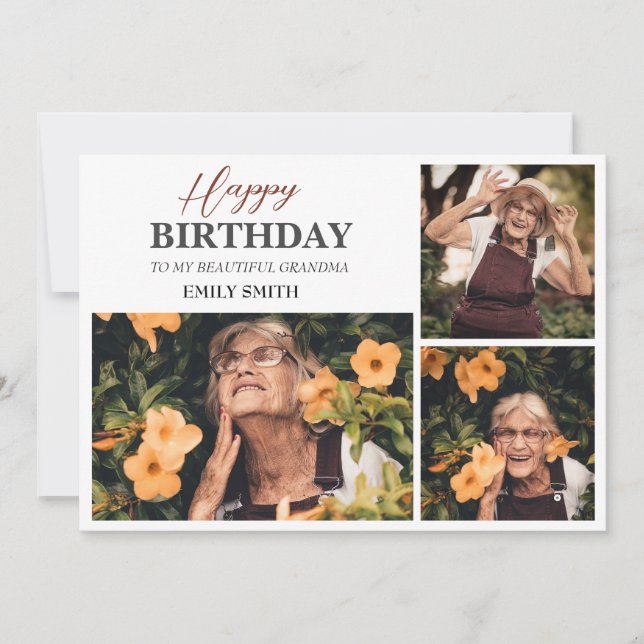 Personlig Simple Birthday Grandma Roligt Photo Kort (Framsida)