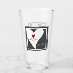 Personlig Simple Modern Love birds Red Heart Glaskopp