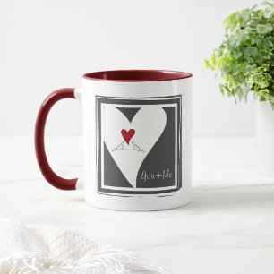 Personlig Simple Modern Love birds Red Heart Mugg