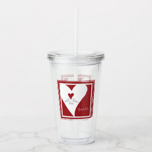Personlig Simple Modern Love birds Red Heart Take Away Mugg
