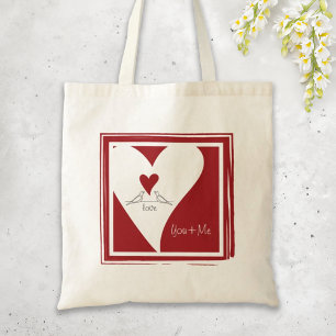 Personlig Simple Modern Love birds Red Heart Tygkasse