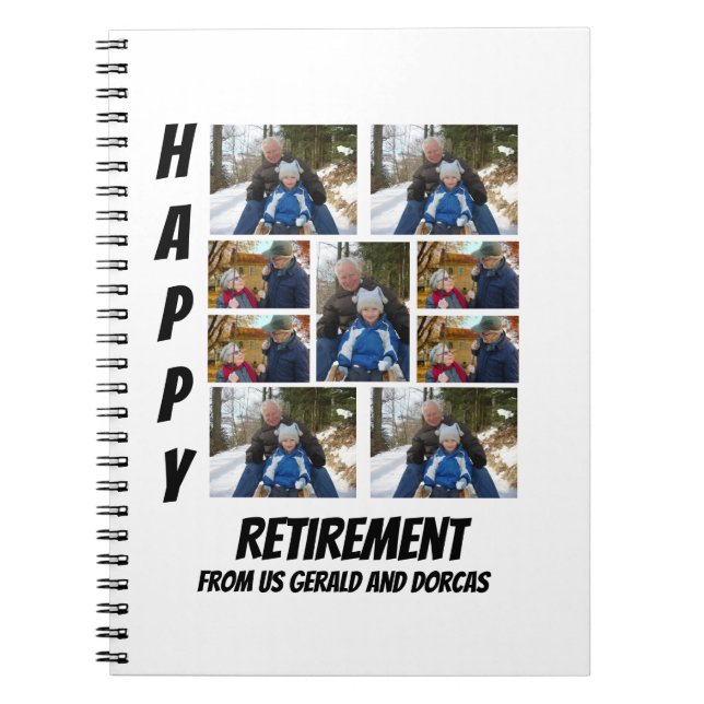 Personlig Simple Pension 9 Photo Collage Anteckningsbok (Framsidan)