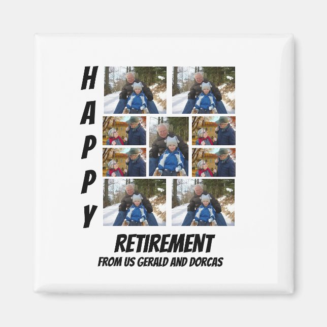 Personlig Simple Pension 9 Photo Collage Morsa Magnet (Framsidan)