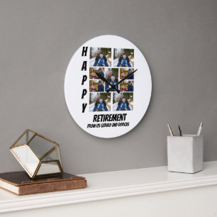 Personlig Simple Pension 9 Photo Collage Stor Klocka