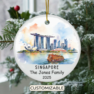Personlig Singapore Ornament, Asien Julgransprydnad Keramik