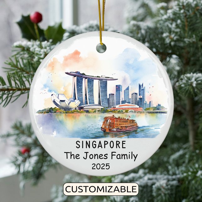 Personlig Singapore Ornament, Asien Julgransprydnad Keramik (Skapare uppladdad)