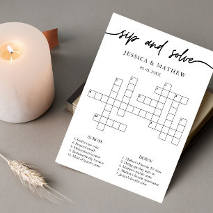 Personlig Sip and Solve Möhippa Crossword Inbjudningar