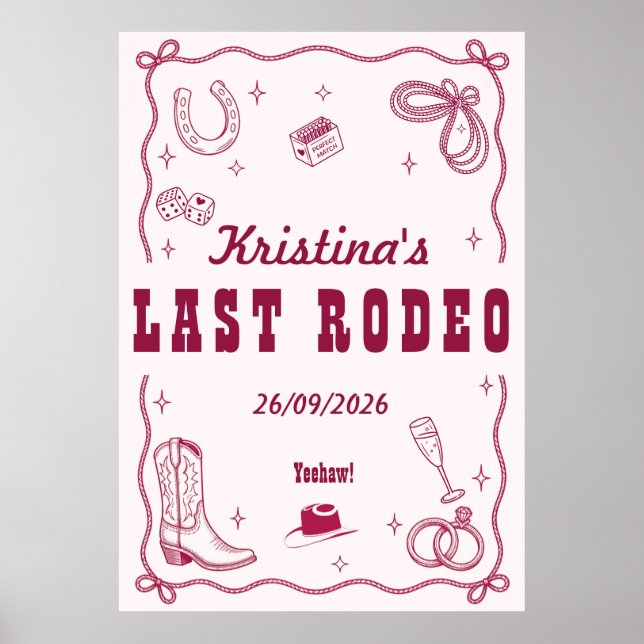 Personlig Sista Rodeo Western Möhippa Fest Poster (Framsidan)
