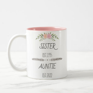 Personlig Sister Auntie Est Anpassningsbar Year, F Två-Tonad Mugg