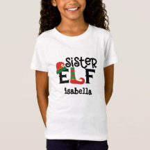 Personlig Sister Elf jul T-Shirt