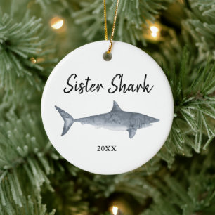 Personlig Sister Shark Doo Doo Doo Shark Sång Julgransprydnad Keramik