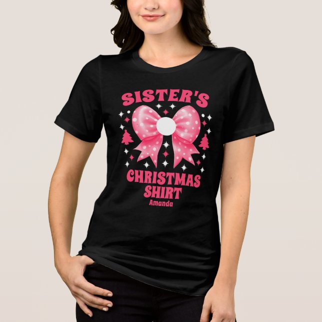 Personlig Sisters Rosa Bow Shirt T (Framsida)