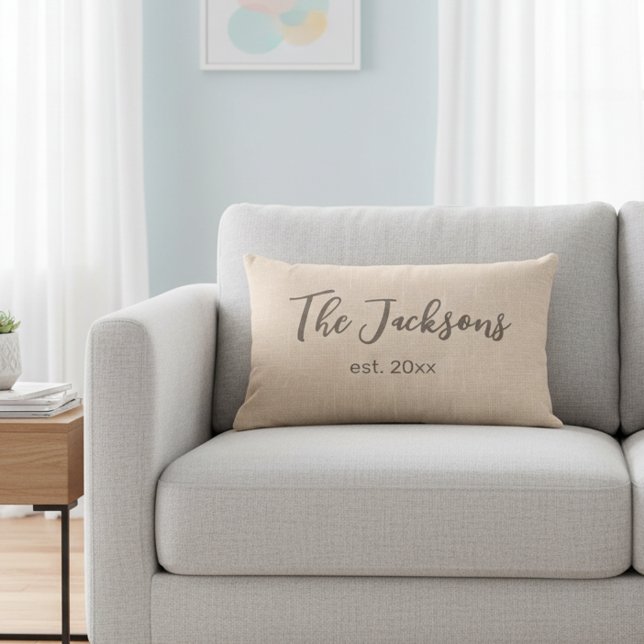 Personlig Sittkudde för Bröllop med Jutestruktur Lumbarkudde (Personalized decorative family pillow.)