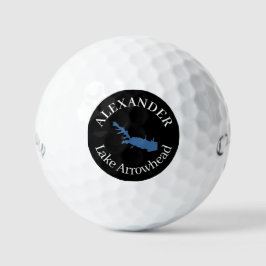 Personlig Sjö Arrowhad Karta Black Golf bollar