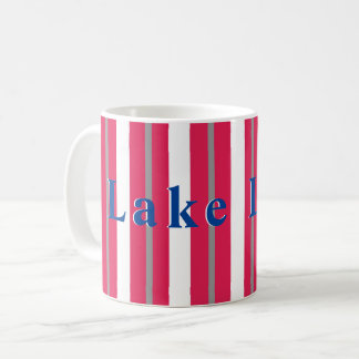 Personlig Sjö eller Beach Red White Stripe Kaffemugg