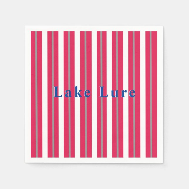 Personlig Sjö eller Beach Red White Stripe Pappersservett (Framsidan)