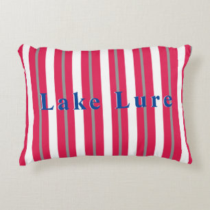 Personlig Sjö eller Beach Red White Stripe Prydnadskudde