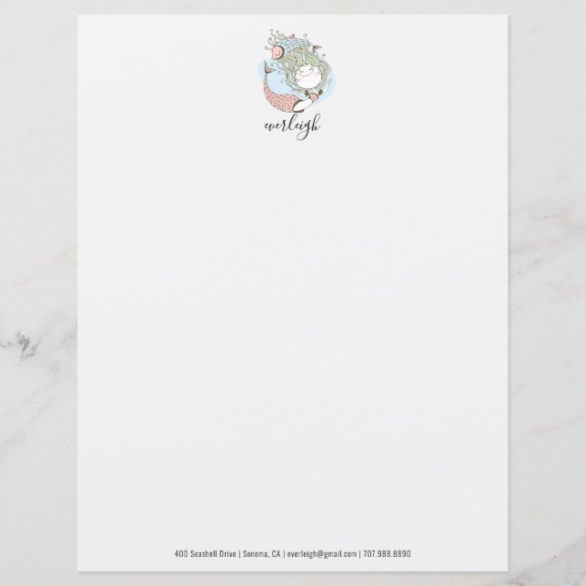 Personlig Sjöjungfru Barn Stationery (Framsida)