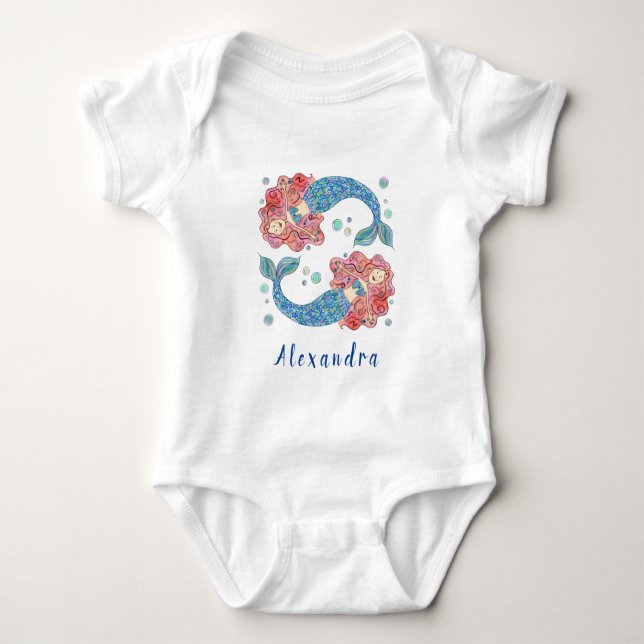 Personlig sjöjungfru bodysuit t shirt (Framsida)