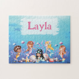 Personlig Sjöjungfru Child Namn Puzzle Pussel