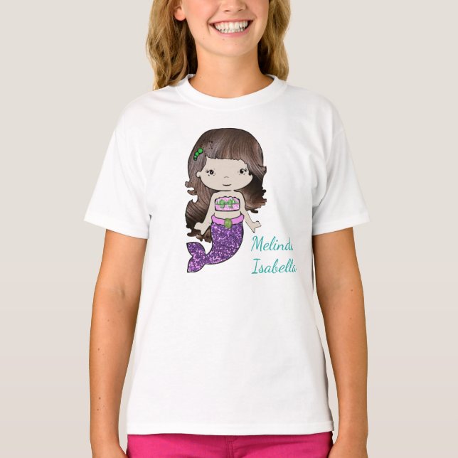 Personlig Sjöjungfru Girls Shirt T Shirt (Framsida)