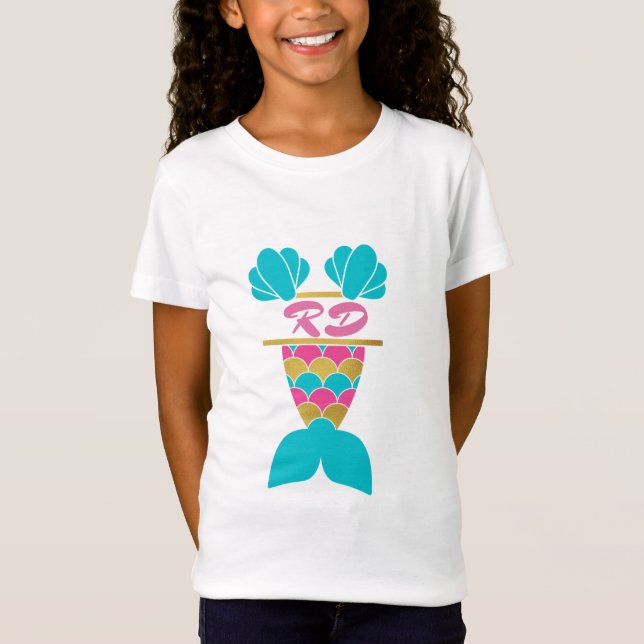 Personlig Sjöjungfru Initialer T Shirt (Framsida)