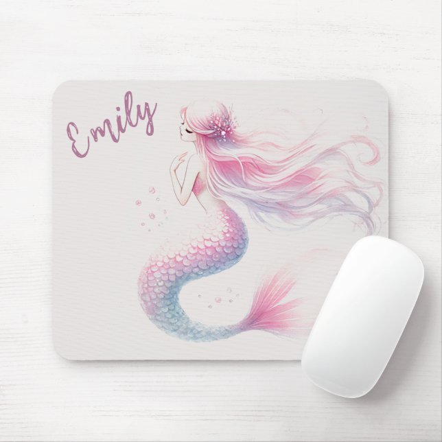 Personlig Sjöjungfru Rosa Mouse Pad Musmatta (Med mus)