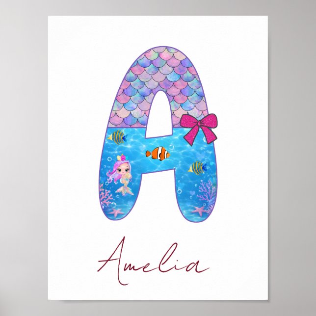 Personlig Sjöröding Alfabet Bokstav A Poster (Framsidan)