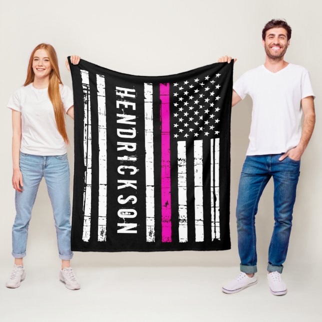 Personlig Sjuksköterska Flagga Thin Rosa Line Fleecefilt (På plats)