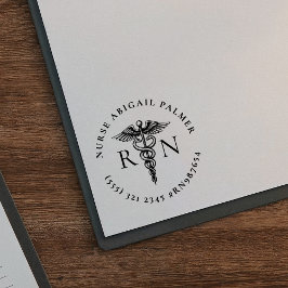 Personlig sjuksköterska gummistämpel med kaducé-sy självfärgande stämpel