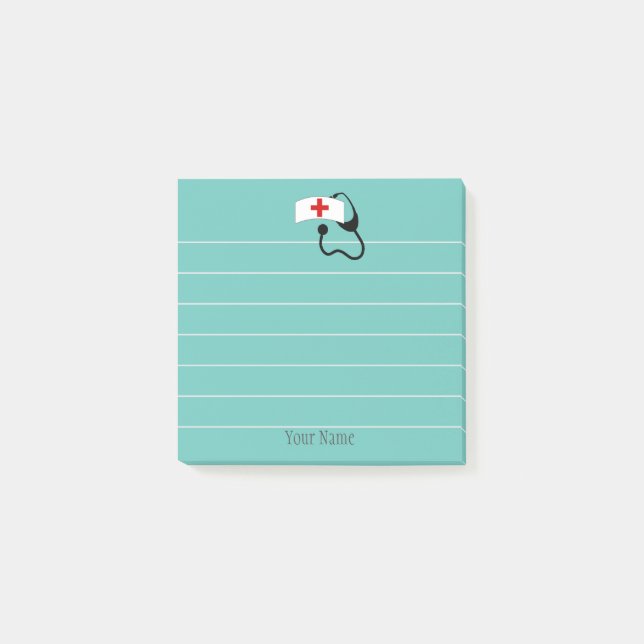 Personlig Sjuksköterska med medicinsk status med L Post-it Block (Framsida)