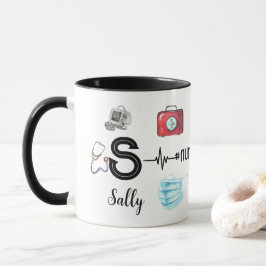 Personlig Sjuksköterska Stethoscope Monogram Medic Mugg