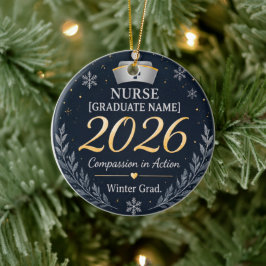 Personlig sjuksköterskehattprydnad 2026 | Vinterex Julgransprydnad Keramik