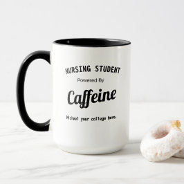 Personlig sjuksköterskestudent driven av koffein mugg
