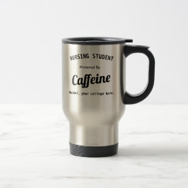 Personlig sjuksköterskestudent driven av koffein resemugg