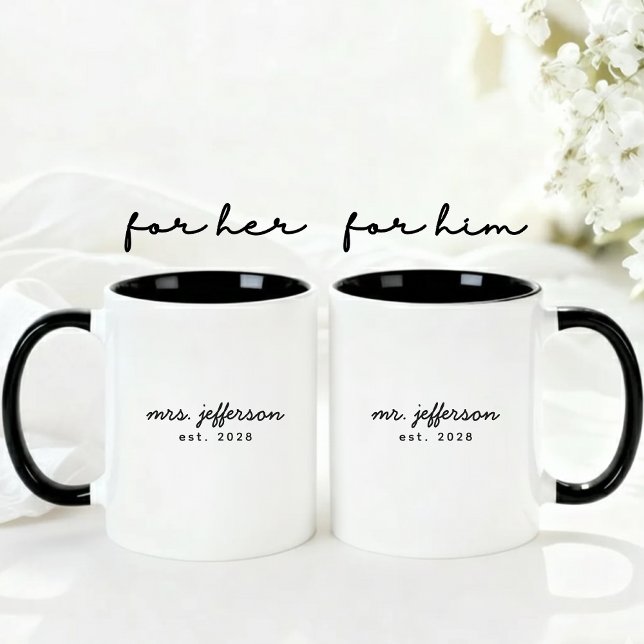 Personlig skål för bröllop - en present till par o mugg (Custom Mr and Mrs Mug Gift for Wife, Husband, Newlyweds, Anniversary, & Bridal Party)