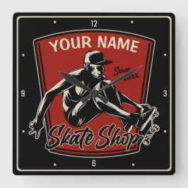 Personlig Skate Shop Grab Trick Skateboarding Fyrkantig Klocka
