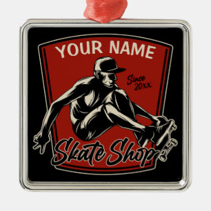 Personlig Skate Shop Grab Trick Skateboarding Julgransprydnad Metall