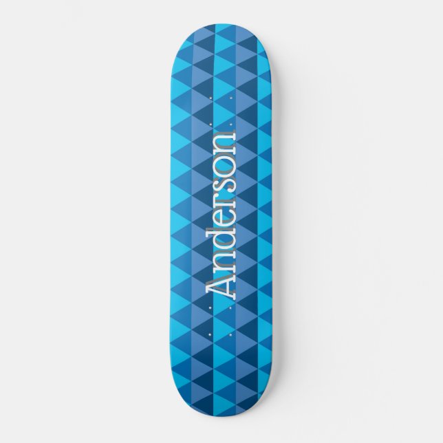 Personlig Skateboard - Blue Geometric Triangles (Framsida)