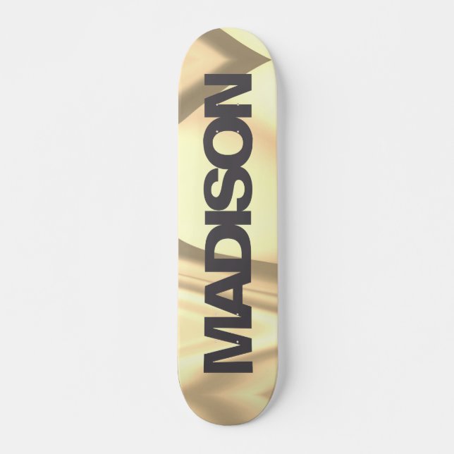 Personlig Skateboard Namn Guld Gult Wave (Framsida)