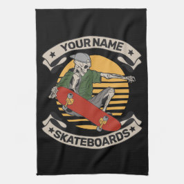 Personlig Skateboard Nose Grab Skeleton Skater Kökshandduk