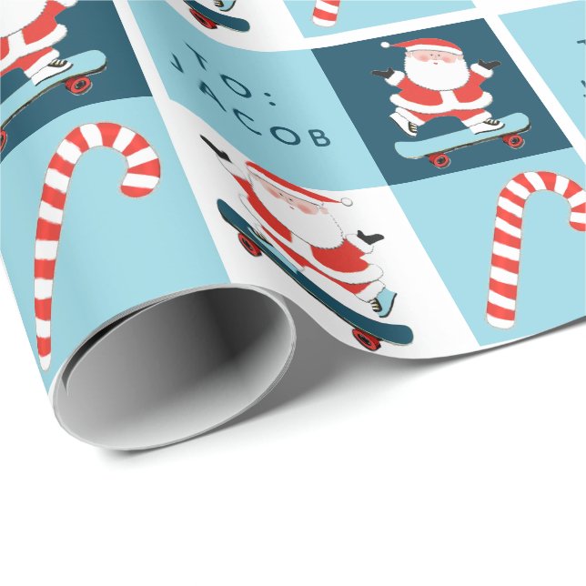 Personlig skateboardjulpresent presentpapper (Rullad Hörn)