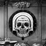 Personlig Skeleton Birthday Halloween fest Darttavla<br><div class="desc">Memento mori (1916) av Julie de Graag skeleton,  skalle,  halloween,  död,  ben,  svart,  död,  skräck,  vit,  rolig,  coola,  gotsk,  mörk,  döskallar,  spooky,  goth,  ben,  vintage,  söt,  grunge,  anatomi,  spöke,  häxa,  skelett,  tarot,  emo,  skrämmande,  svart och vit,  svart och vit. metall</div>