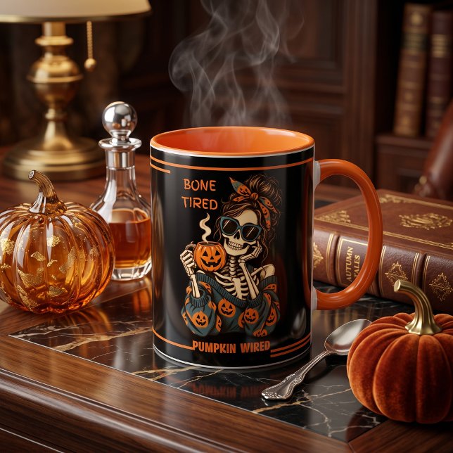 Personlig Skeleton Halloween Kaffe Mugg (Personalized Retro Skeleton Halloween Coffee Mug)