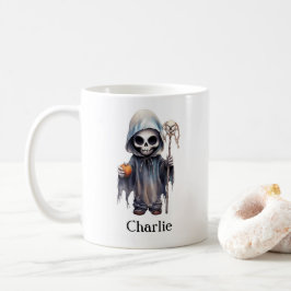 Personlig Skeleton Halloween Reaper Kaffemugg