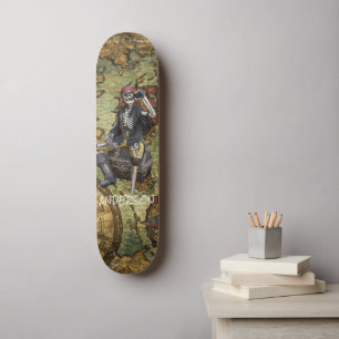 Personlig SKELETON PIRAT HERO Mini Skateboard Bräda 18,5 Cm